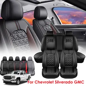 For Chevrolet Silverado GMC 1500 2500HD 3500HD 2007-2024 Pickup Car 2 Seat/ 5 Seat Covers, Luxury Leather Vehicles Protector, Full Coverage Front Rear Automotive Seat Pad Mat