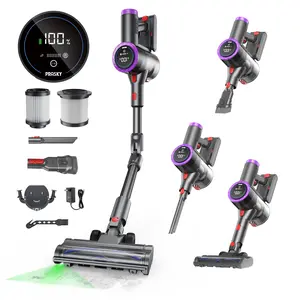 Prasky Bendable Cordless Vacuum Cleaner, 42Kpa Powerful Suction, 380W Powerful Brushless Motor, 8-in-1 Lightweight Handheld Vacuum Cleaner, up to 50-Minute, Removable Battery, For Pet Hair and Carpets, hard floor