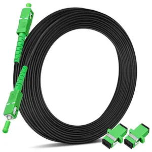 100ft/30m SC/APC Fiber Optic Internet  OS2 Single Mode Outdoor Armored SC/APC Fiber Optic  SC to SC Jumper SIMPLEX Patch Cord ATT & Connector with 2 Couplers, LSZH Black