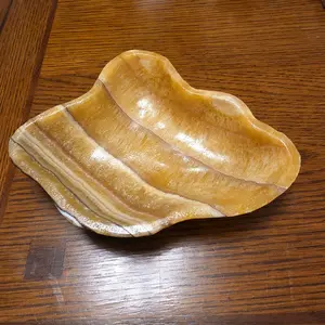 Banded Calcite Bowl - Natural Polished Crystal Bowl for Home Decor, Meditation, and Energy Cleansing
