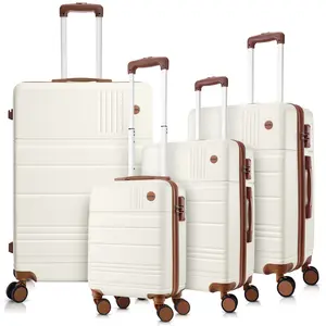 Luggage Sets 4 Piece, ABS+PC Hard Shell Suitcases with Wheels, TSA Aproved Lock and Convient Side Hook, Travel Suit Case Set with Small Kids Suitcase