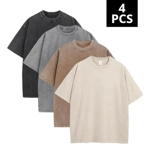 4 Pack Oversized Tshirts for Men Gym Vintage Heavyweight T Shirts Cotton Workout Acid Wash Baggy Tees,summerwins,father'sdaygifts summerwins,back to school,back to school shopping