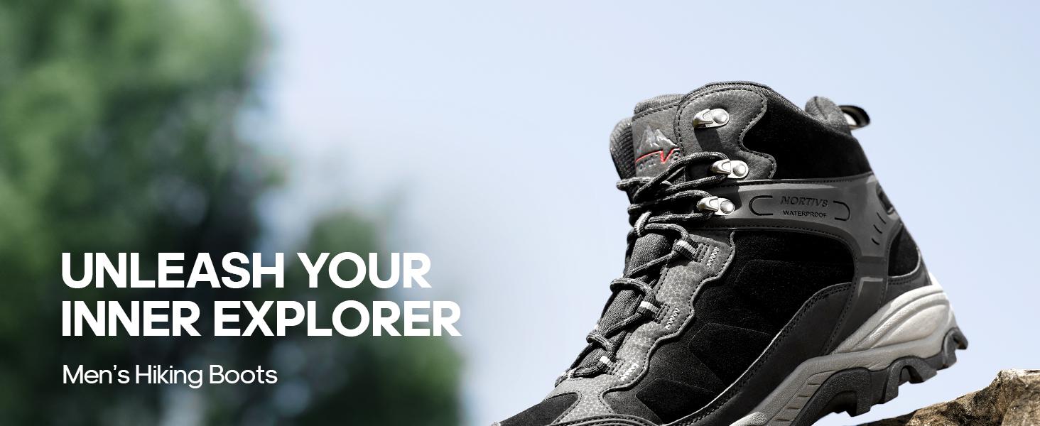 NORTIV 8 Men's Waterproof Hiking Boots Outdoor Mid Trekking Backpacking Mountaineering Shoes