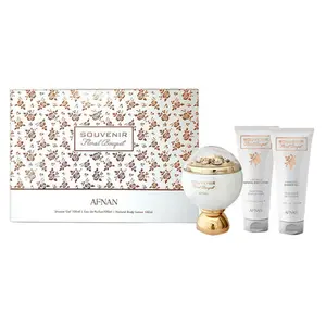 Afnan Souvenir Floral Bouquet EDP 3pcset - Rhubarb Litchi Bergamot Rose Peony Vanilla Lily-of-the-valley Musk Cashmere Wood Amber Fragrance