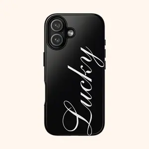LUCKY GIRL Phone Case | Black White Script iPhone Case  Suitable for iPhone 17-11 Pro Max/Plus and  Samsung Galaxy S23-25