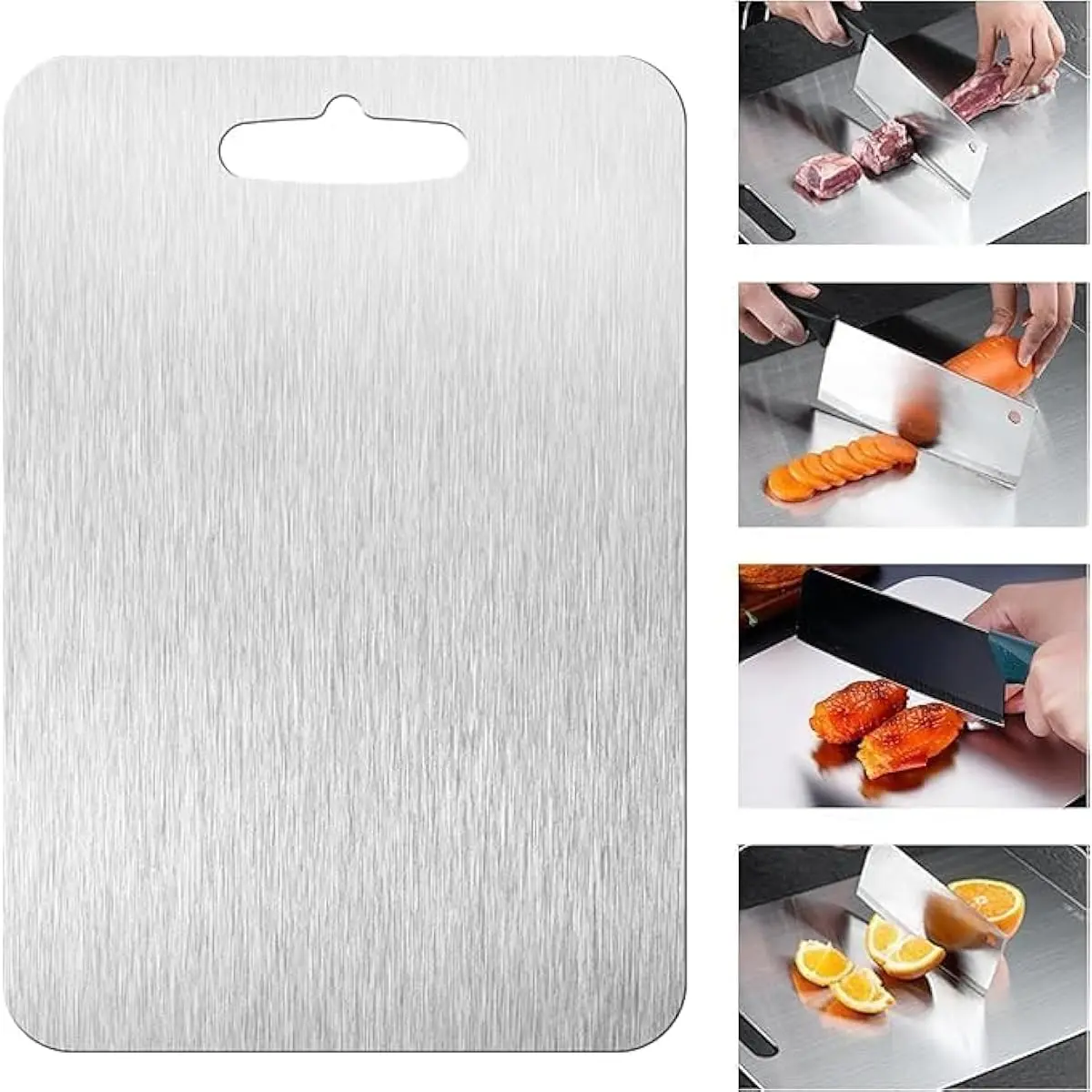 Stainless Steel Cutting Boards for Kitchen, 304 Steel Chopping Boards for Meat, Fruits & Break, Non-Slip, Dishwasher Safe