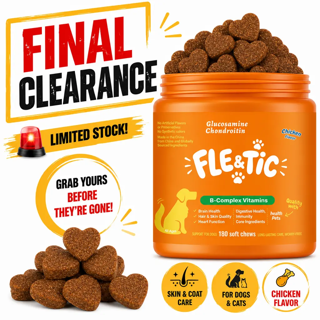 180ct Dog & Cat Soft Chews for Flea & Tick Care, Omega-3 Pet Supplement for Healthy Skin & Coat, Digestive and Immune Support, Chicken Flavor
