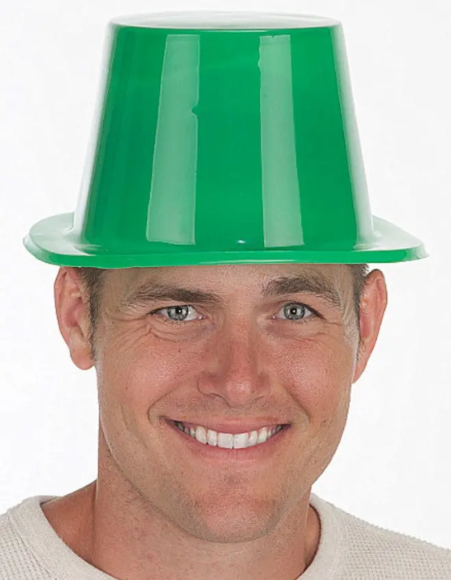 Green Plastic Leprechaun Top Hat - St Patrick's Day - Costume Accessory