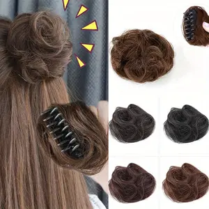[One Synthetic Ponytail Extension] Elegant Claw-Clipped Messy Bun Hairpiece - Natural Look Synthetic Ponytail Extension for Women, Perfect for Daily Wear & Special Occasions-E54GH