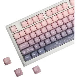 Cute   Gradient Keycaps MOA Profile PBT Keycaps 134  Five-Side Dye Sublimation for Mechanical Keyboard Aesthetic Heart