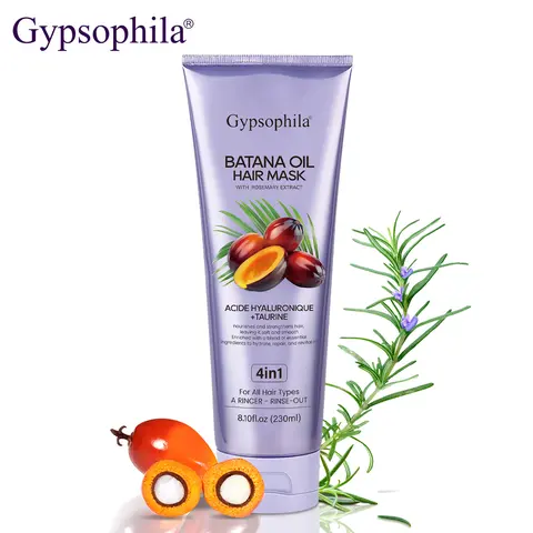 Gypsophila Batana & Rosemary 4-in-1 Natural Hair Mask with Hyaluronic Acid & Taurine - Daily Moisturizing Haircare Treatment for Deep Hydration, Strengthening, Repairing, Reducing Hair Loss & Split Ends