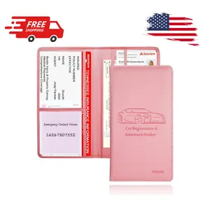 Car Registration and Insurance Card Holder - Leather Vehicle Glove Box Automobile Documents