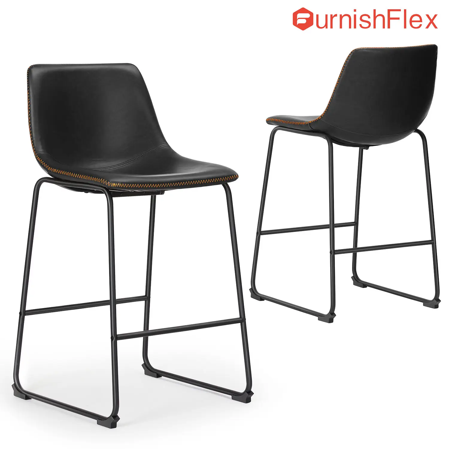 SweetFurniture Counter Height Bar Stools, Bar Chairs, 26 inch Armless Dining Chairs with Metal Legs and Footrest