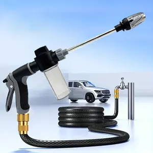 Portable High Pressure Car Wash Gun, Multifunctional Garden Hose Nozzle, Adjustable Thick Rod Spray, Suitable for Car Cleaning & Pet Washing，Father’s Day Gift