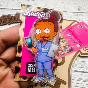 Social Worker  Glitter Badge Reel: Funny Nurse ID Holder