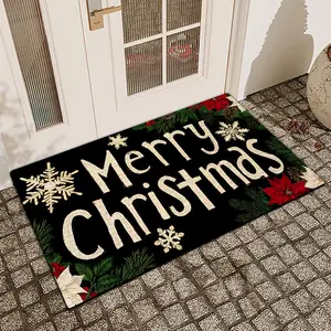 1 Pc Christmas Flowers Diatom Mud Anti Slip And Water Absorbing Entrance Door Mat Indoor And Outdoor Door Mat Kitchen Dining Room Bathroom Bedroom Decoration Holiday Home Decor Floral Area Rug