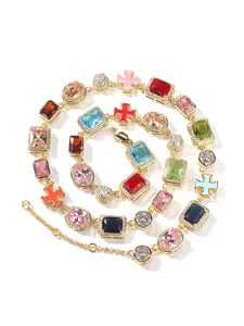 Colorful Rhinestone Decorated Pendant Necklaces for Women & Girls, Fashion Jewelry for Party, Daily Clothing Decor, Light Luxury Holiday Gift for Others, Jewelry Gifts