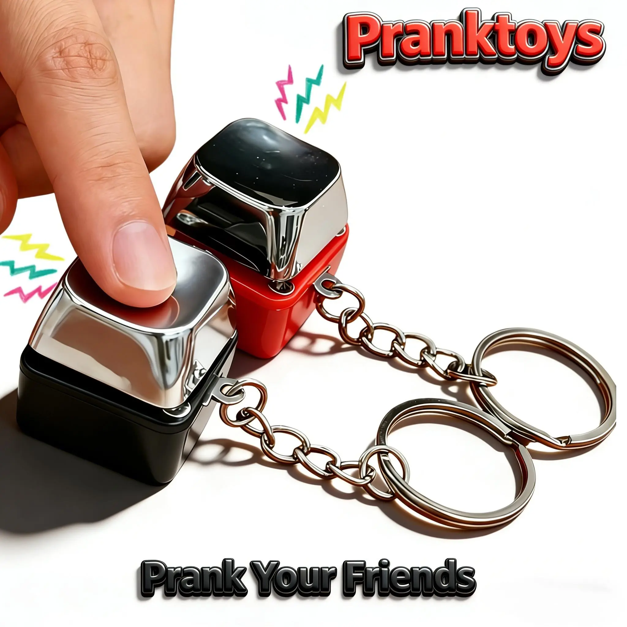 Prank Charm Shock Button Key Accessory Set - Safe Low-Current Home Security Gadget, Keychain Collectible for Party Wake-Up Jolt, Office Pick-Me-Up