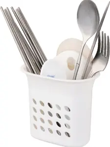 Utensil Holder With Suction Cup, Off White