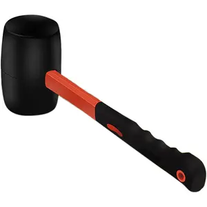 12 Oz Rubber Mallet Hammer with Shock Absorbing Fibre Handle, Ideal for Camping, Floor Installation, Tent Stakes Setting and Home Decoration