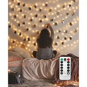 40 LED Photo Clip String Lights with Remote, 8 Modes Indoor Fairy String Lights for Hanging Photos Pictures Cards and Memos, Ideal Gift for Bedroom Decoration (USB Operated, Warm White)