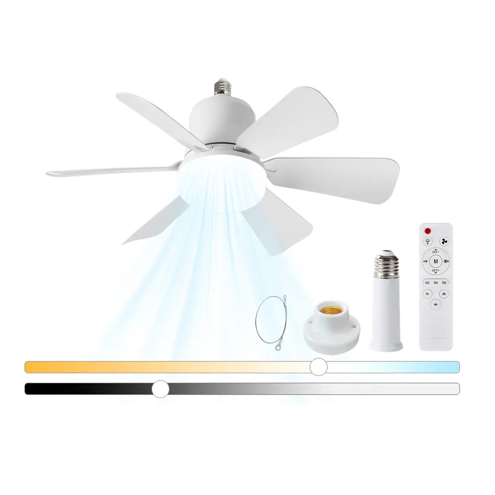 White 30W Ceiling Mount LED Fan Light E27 - Remote Controlled 3-Speed Quiet Fan Energy Saving Combo Indoor Room Lights for Garage/Kitchen/Studio/Wardrobe Indoor Lighting
