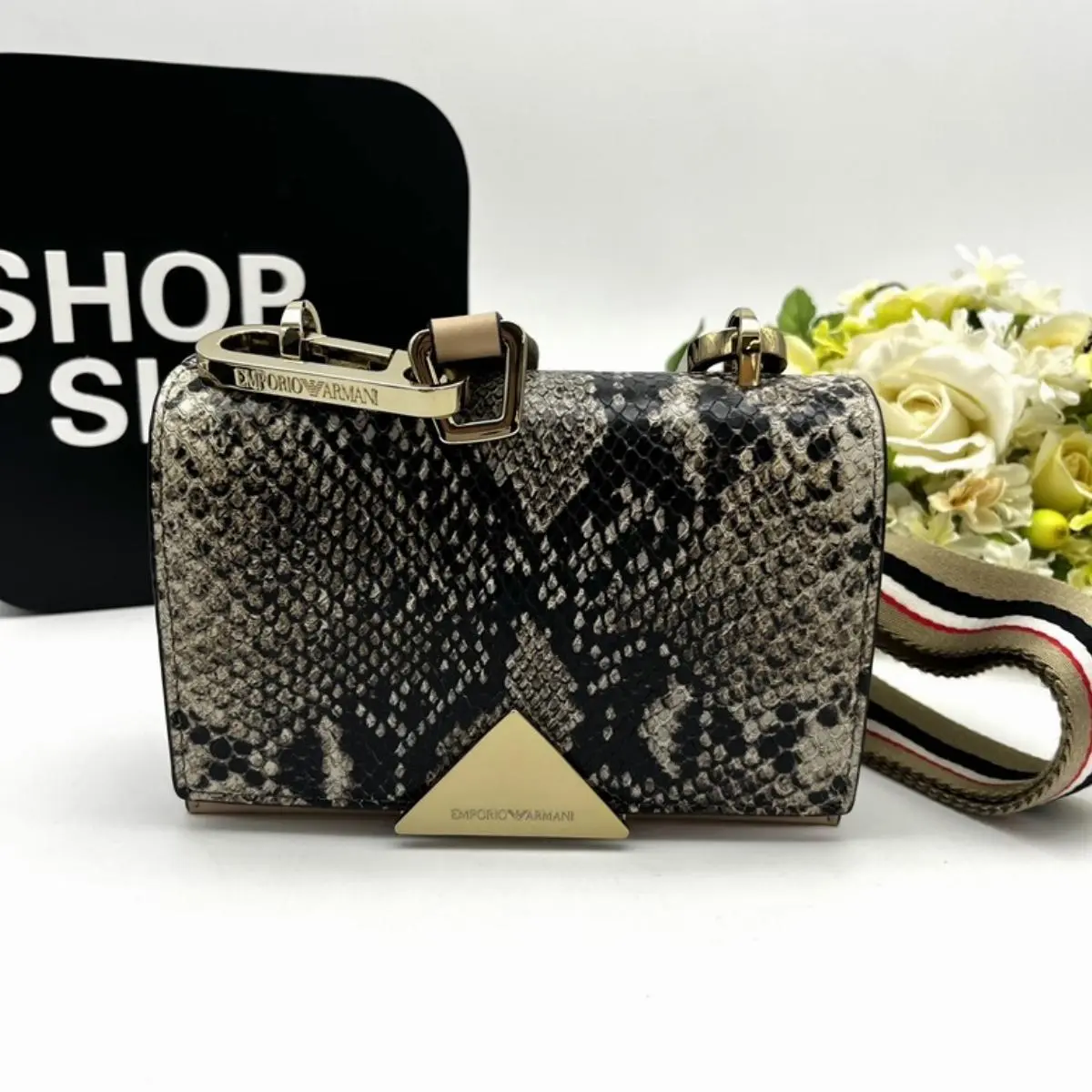 Pre-owned emporio armani As Shown Messenger Bags Python Print Leather Crossbody Bag ar9706cc