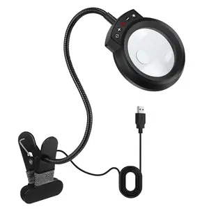 5x+10x Magnifying Lamp with 5 Color LED Lights, Flexible Gooseneck for Precision Work and Reading, Ideal for Welding and Fine Tasks