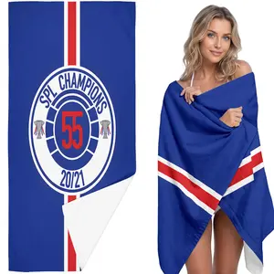 Glasgow Rangers Championship Beach Towel, Quick-Dry Fabric, Blue with Stripes, Ideal for Fans, Perfect for Beach Relaxation