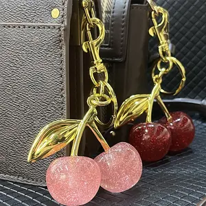 Keychain Cherry Bag Charms Purse，Key Chains Women Cute - Car key Accents for leather handbags，Adorable Cherry Bag Charm Cute Key Chains Cherry Purse Charms for Handbags, Fashion Keychain Gifts for Women