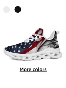 Minimalist & Trendy - Unisex Independence Day Themed American Star-Spangled Banner Print Casual Sneakers - Skin-Friendly & Breathable, Non-Slip & Wear-Resistant, Versatile for Daily Outings, Campus Wear & Light Sports