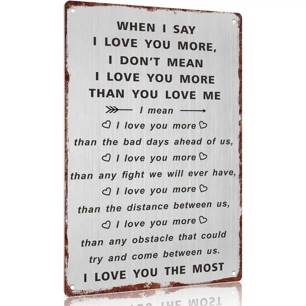 Rustic "I Love You The Most" Metal Sign - 8x12 Inch Romantic Couple Wall Decor, Perfect Valentine's Gift for Him/Her