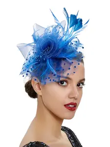 Fascinators Hats for Women, Elegant Crown Design, Garden Tea Party Hats Bulk Vintage Kentucky Hats Multipack Derby Wedding Flower Cocktail Mesh Feathers Hair Clip for Halloween Christmas Party