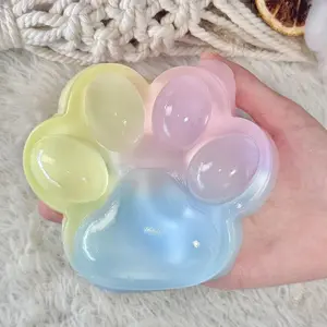 Squishy Cat Paw, 5 in Large Paw Squeeze Toy for Stress Relief and Relax, Sticky Squishies Fidget Toys for Party Favors Novelty Things Birthday Gift (Tri-Color)