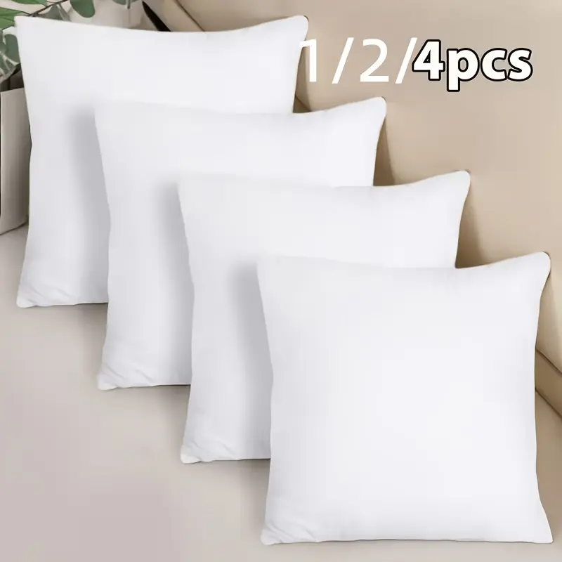 1/2/4 Pack Hypoallergenic New Fiber Cushion Filling Inserts White Square Pillow Inserts for Sofa Bed Patio Bedroom Office Kitchen Living Room Decor Outdoor Camping Spring Summer Use Mother's Day Gift