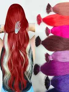 Colored I Tip Micro Bead Human Hair Extensions, Blue Pre Bonded Micro Links, Medium Length, Real Human Hair Extension, Microlinks Hair Extensions