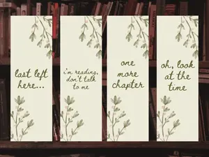 Simple Cute Tan Floral Leaf accent bookish book reader book lover bookmark