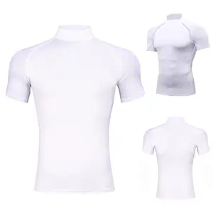 Turtleneck Compression Gym Shirt - white/black