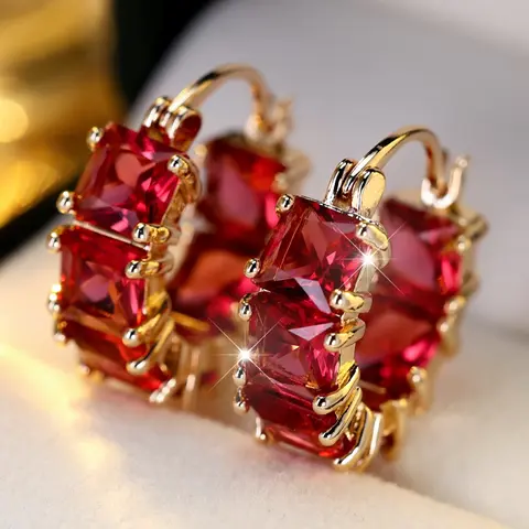 1 Pair Geometric Design Square Hoop Earrings for Women, Imitation Crystal Stackable Style Earrings as Birthday or Anniversary Gift, Ideal for Date Night Accessories, Geometric Appeal