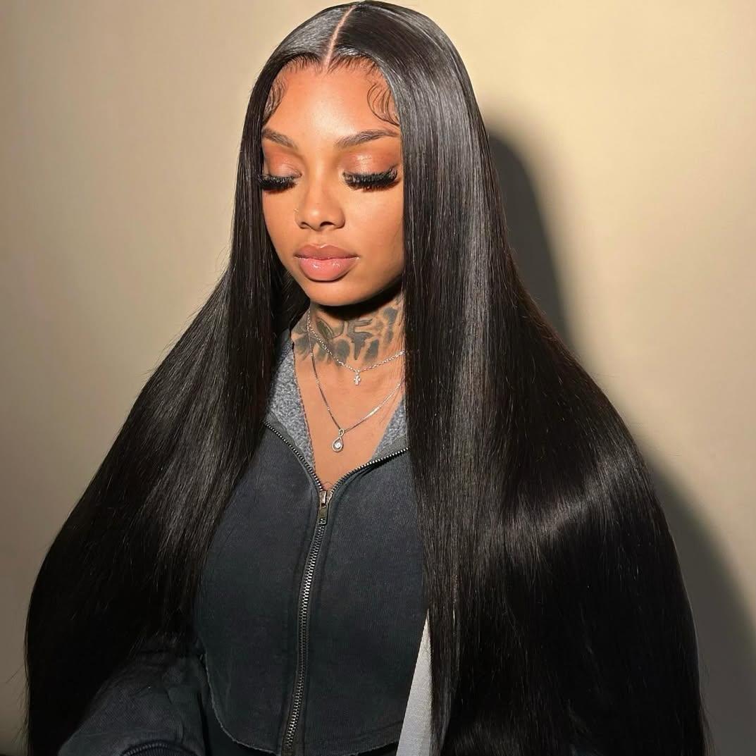 15A Upgraded 100% Premium Raw Human Hair Bundles With 2x6 Lace Closure Body Wave Virgin Human Hair Bundles Straight Hair Quick Weave Salon Quality Human Hair Bundles for Sew in Brazilian Hair Extensions