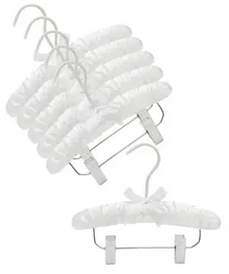 10" Satin Baby Hangers w/Clips (White) 10" Satin Baby Hangers w/Clips (White)
