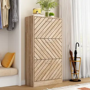 FUFU&GAGA Freestanding 3 Flip Drawers Shoe Cabinet Storage Organizer