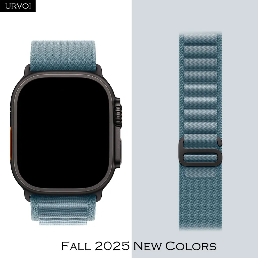 URVOI Alpine loop for Apple Watch Ultra Black 3 2 Strap series 11 10 9 87 SE G-hook closure woven polyester for iWatch 49mm Smartwatch Strap Smart Watch Straps Smart Watch Accessories