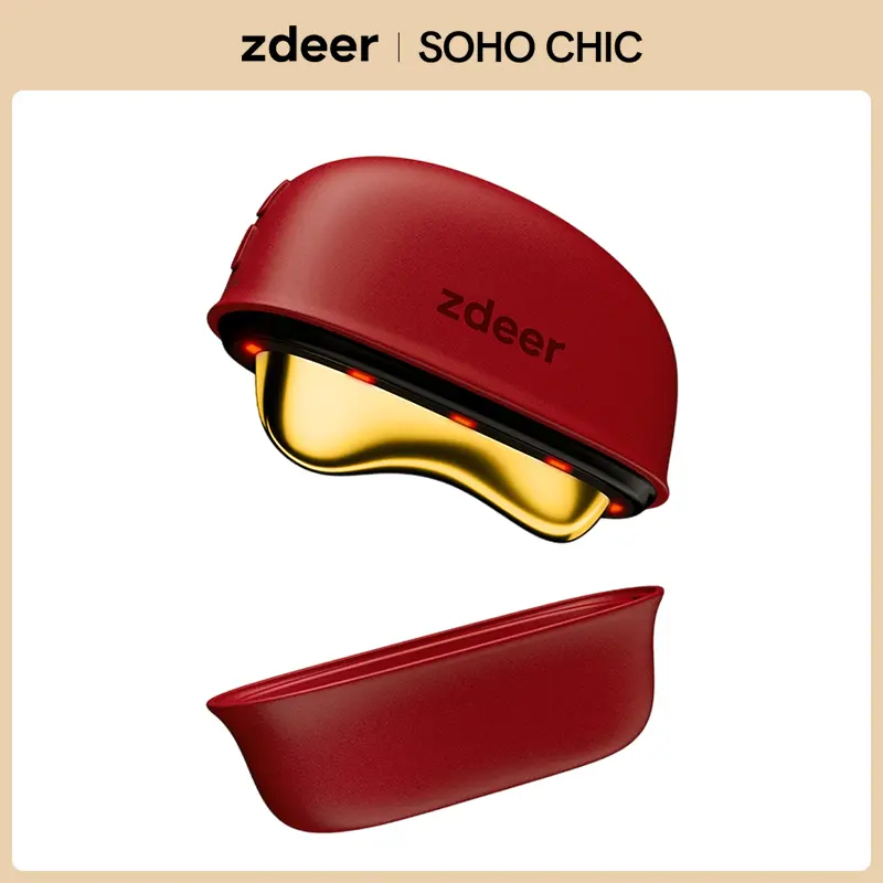 SohoChic zdeer 5-in-1 Red Light Facial Device GS5 - Lymphatic Drainage Gua Sha Facial Care Tool, Heated Facial Sculpting Tool for Jawline Lifting, Anti-Aging & Puffiness Relief - Professional Spa At-Home Skincare Device