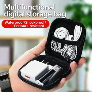 Portable Mini Eva Digital Accessories Storage Bag, Waterproof Shockproof Hard Shell Case, Compact Tech Organizer for Travel, Work & Daily Use, Zipper Pouches