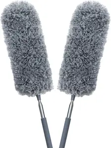 2 Pack Mini Microfiber Feather Duster for Cleaning, with Extendable Pole, Hand Washable Dusters, Cleaning Tools