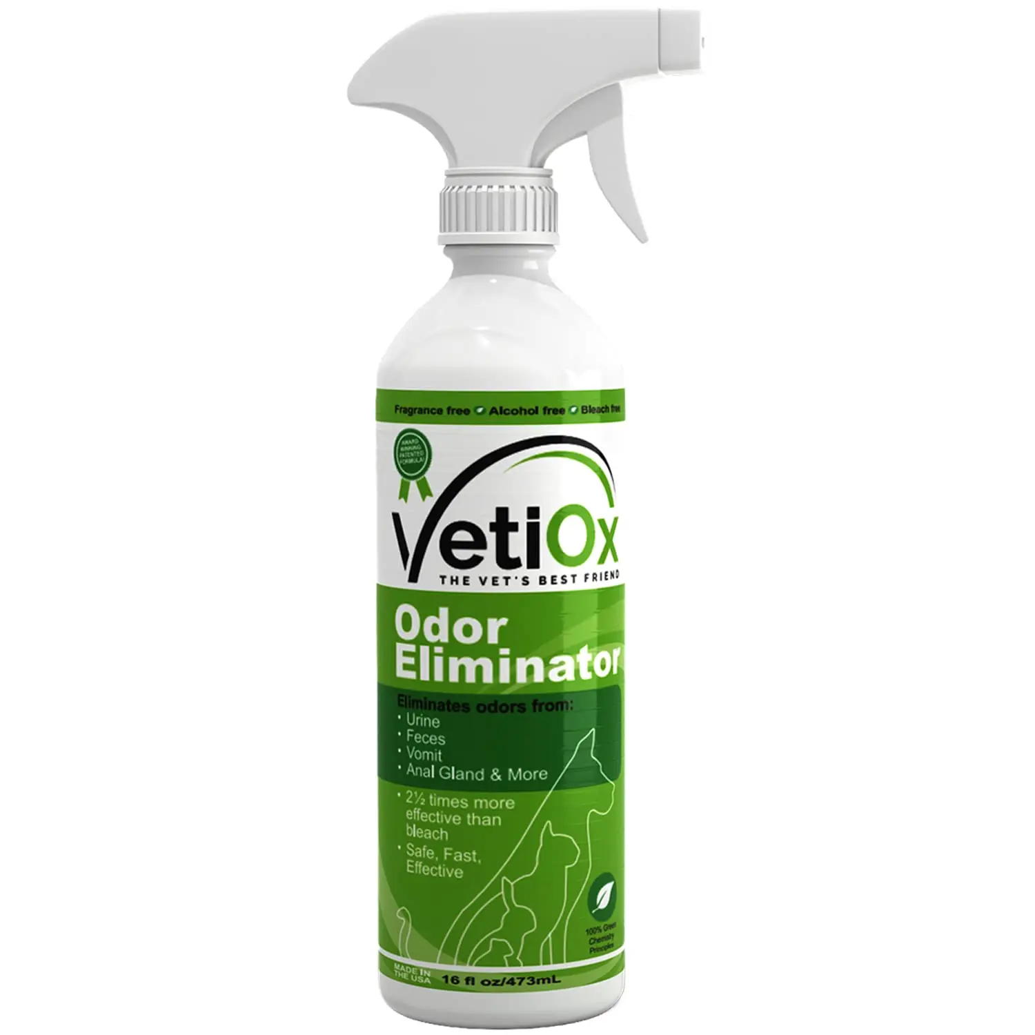 VetiOx Pet Odor Destroyer Cleaner Spray - Veterinarian-Strength Odor Eliminator for Dogs, Cats, 16 oz Trigger Bottle