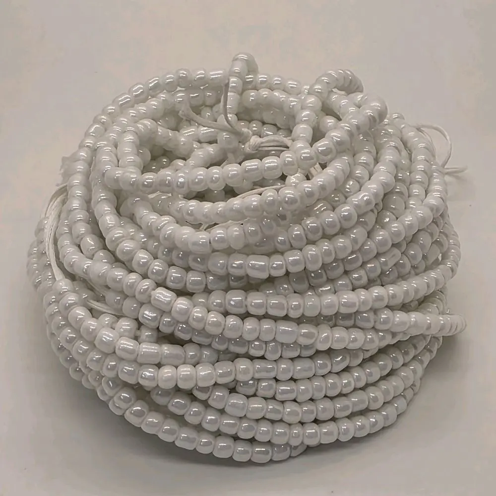 White Luster (tie-on 50 inch) waist beads White Luster (tie-on 50 inch) waist beads