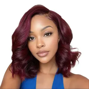 【NEW】Nadula 7x5 Byebye Knots Wig Black Cherry Red Bob Wig with Curtain Fringe Put On And Go Wig with Invisible Drawstring Human Hair TikTokShopStockUp