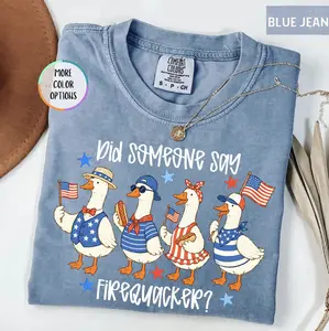 Comfort Colors Patriotic Goose Shirt, Did Someone Say FireQuacker? Shirt, America Firequacker Goose Shirt, Funny July 4th Shirt, USA Shirt, Gift For Men And Women, Full Colors, Full Sizes